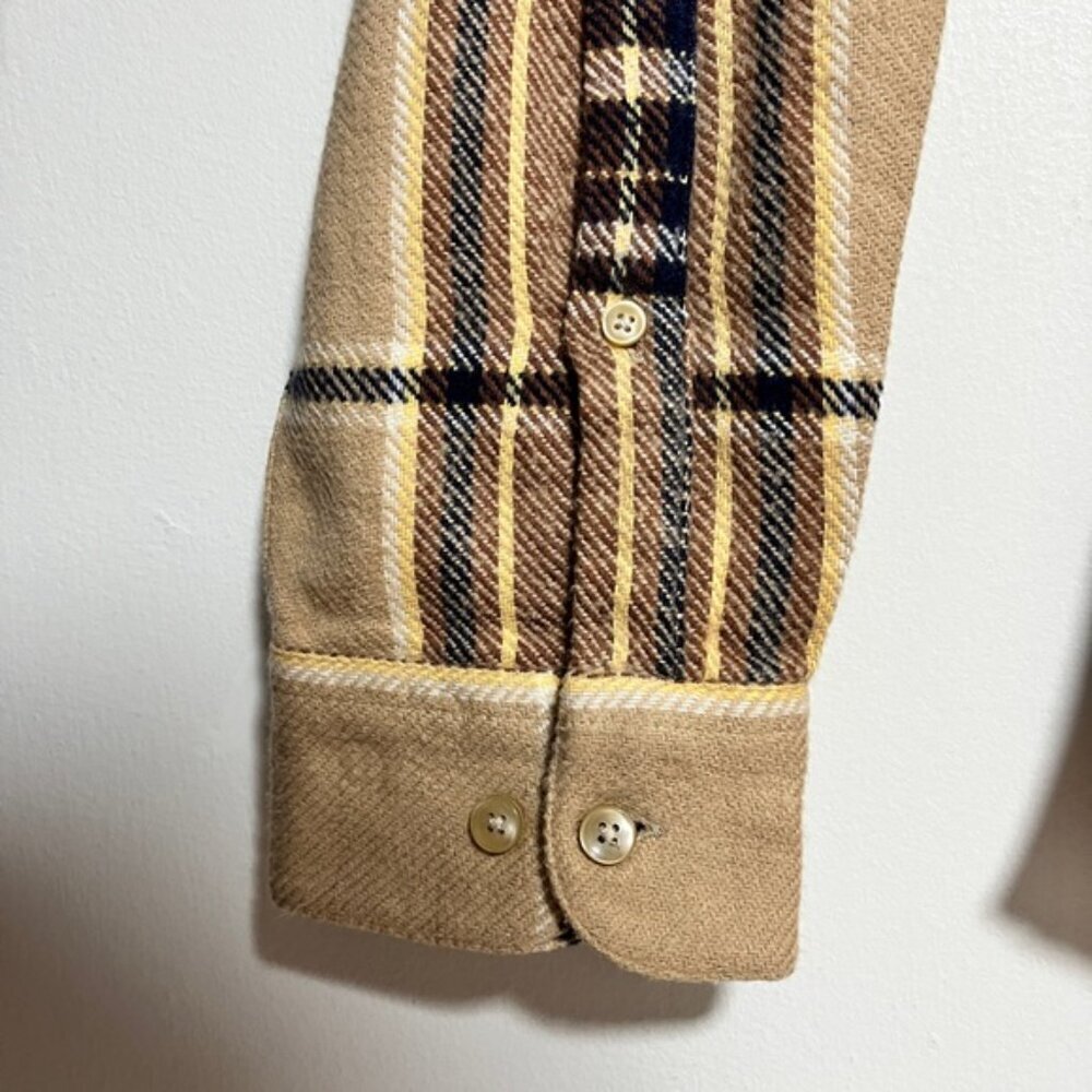 Portuguese Flannel Plaid Shirt - Tan/Brown/Black - Size L - Picture 5 of 9